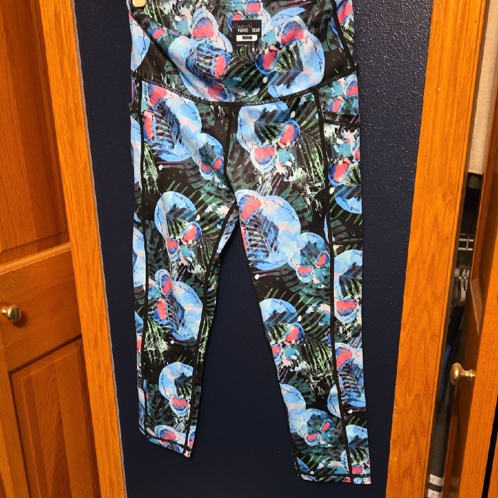 Retired Constantly Varied Gear Skull Leggings - Blue and Pink